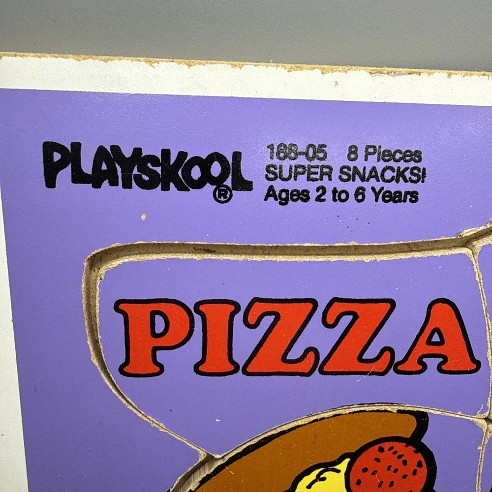 Vintage 1987 Wooden Tray Puzzle Playskool Super Snacks 8 Pieces‎